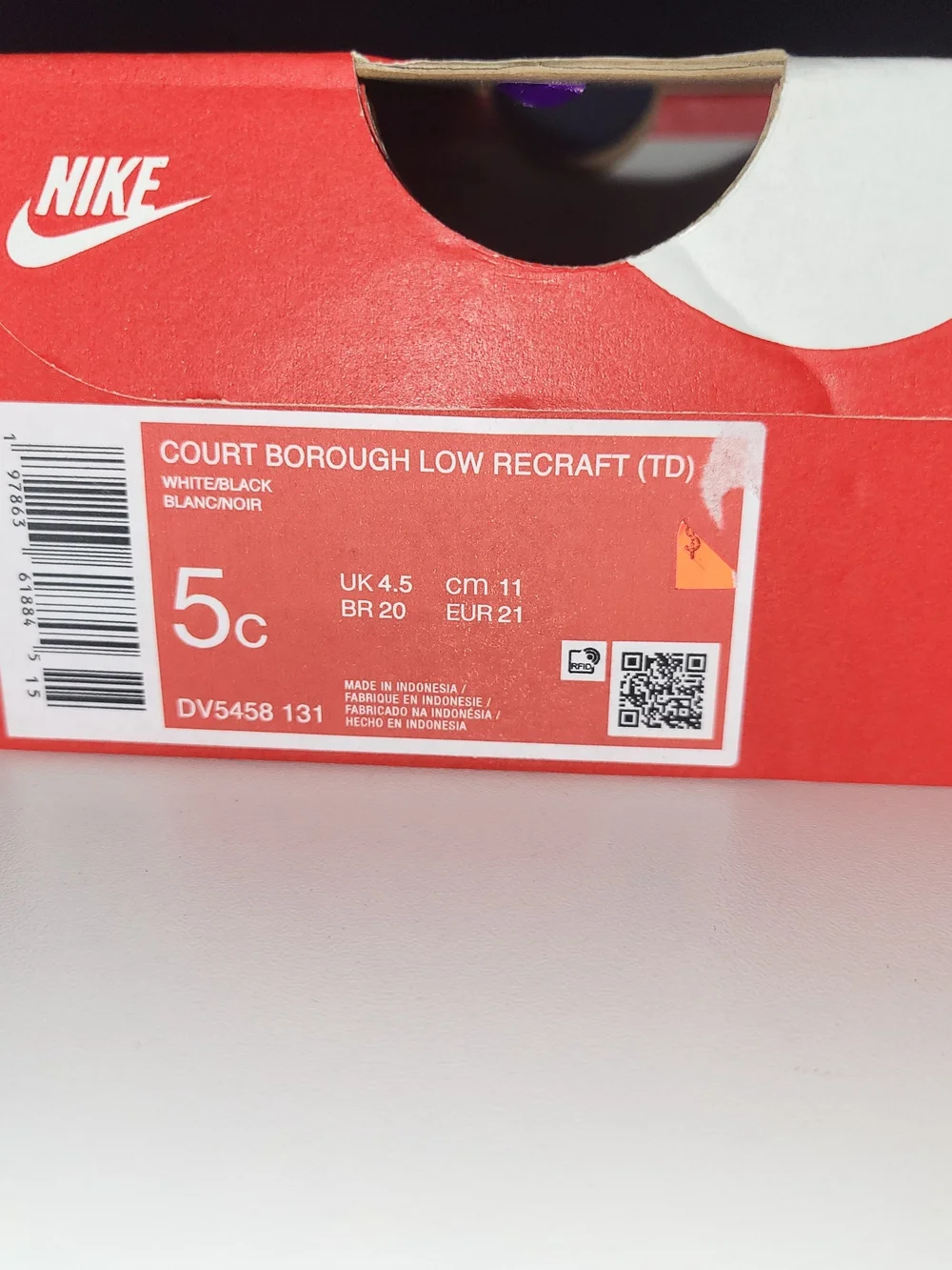 Nike Kids' Toddler Girls Boys Size 5 5c Court Borough Low Recraft Sneakers Shoes